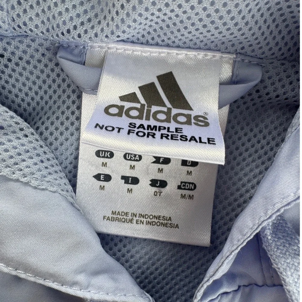 Adidas Sample Not For Resale Windbreaker Jacket Light Blue Mens Medium Rare